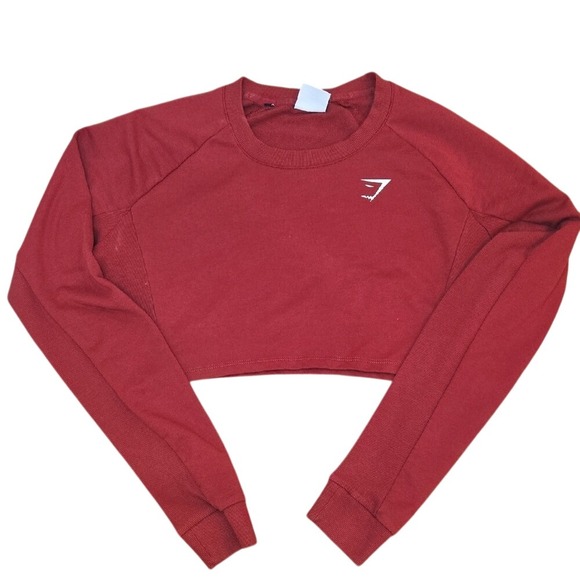 Gymshark Tops - Gymshark Women's Cropped Long Sleeve Top Shirt Red Athleisure Athletic - Small